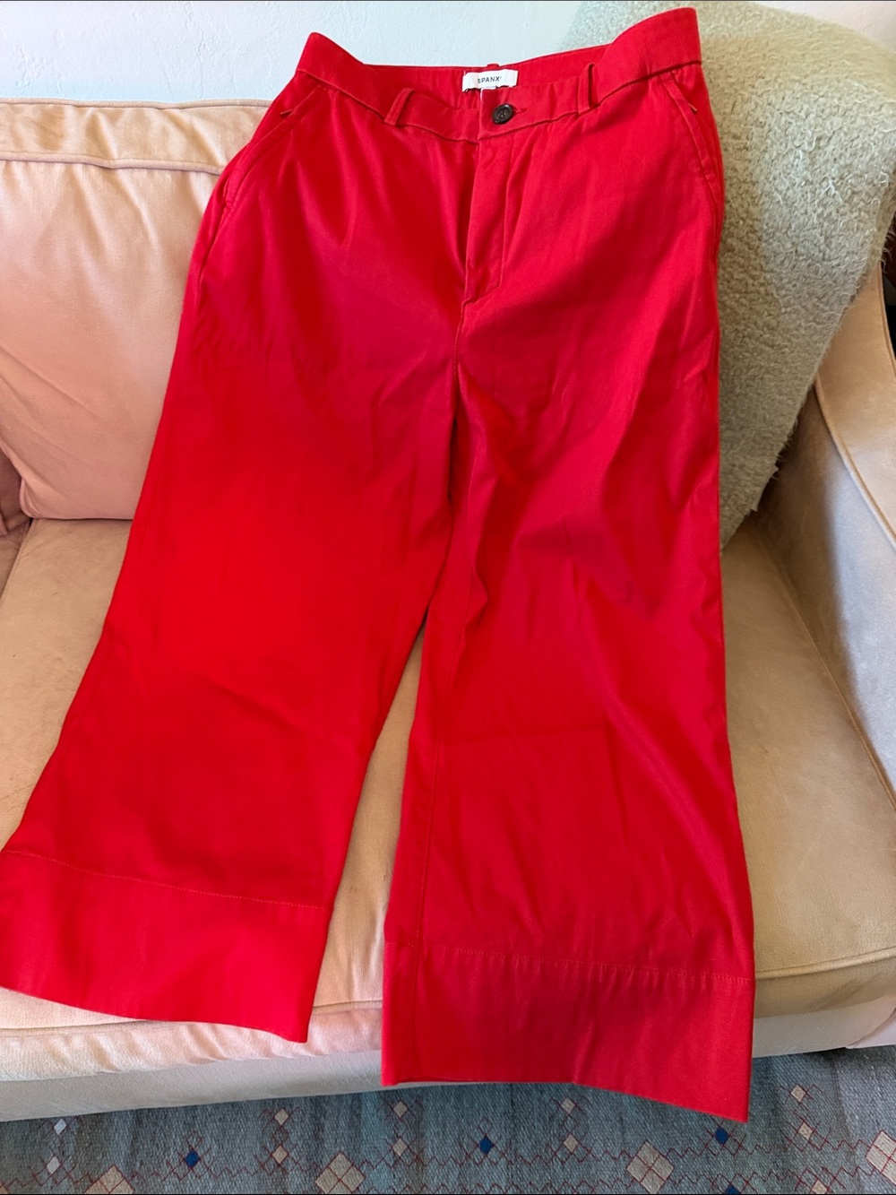 SPANX Red Cropped Wide-Leg Pants